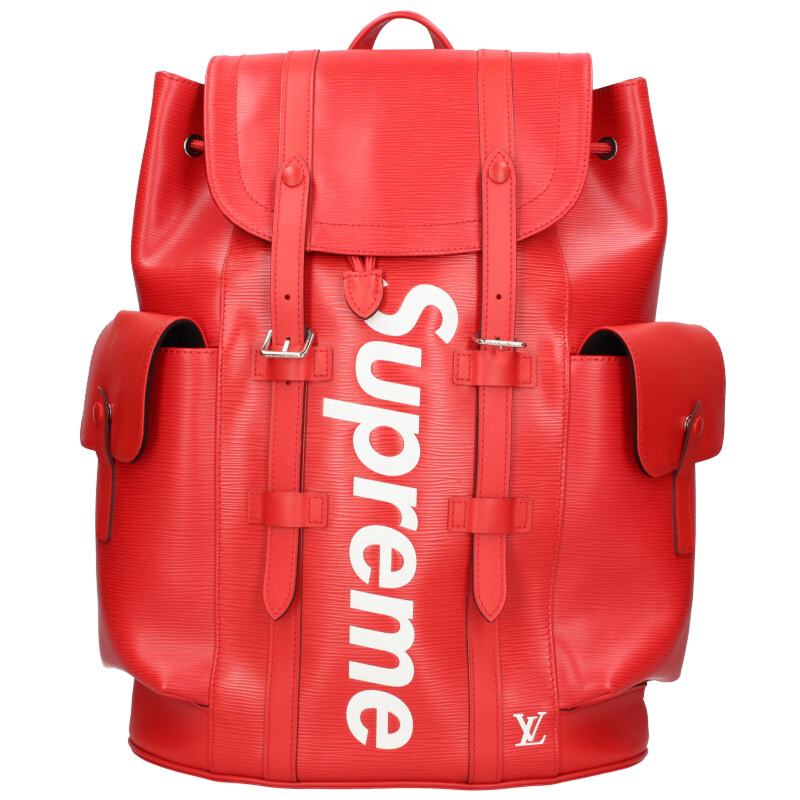 シュプリーム ルイヴィトン 17AW LV Christopher Backpack エピレザークリストファーバックパック 中古 SB01