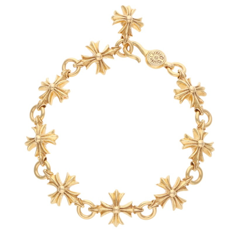 クロムハーツ サイズ:9LINK 22K CO CH PLUS カットアウトCHプラス ゴールドブレスレット 中古 OS06