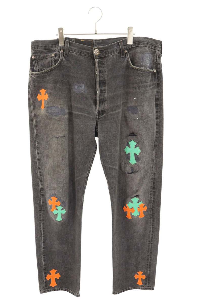 クロムハーツ サイズ:38インチ U VNTG JEAN BLK マイアミ限定クロスパッチ付き デニムパンツ 中古 SJ02