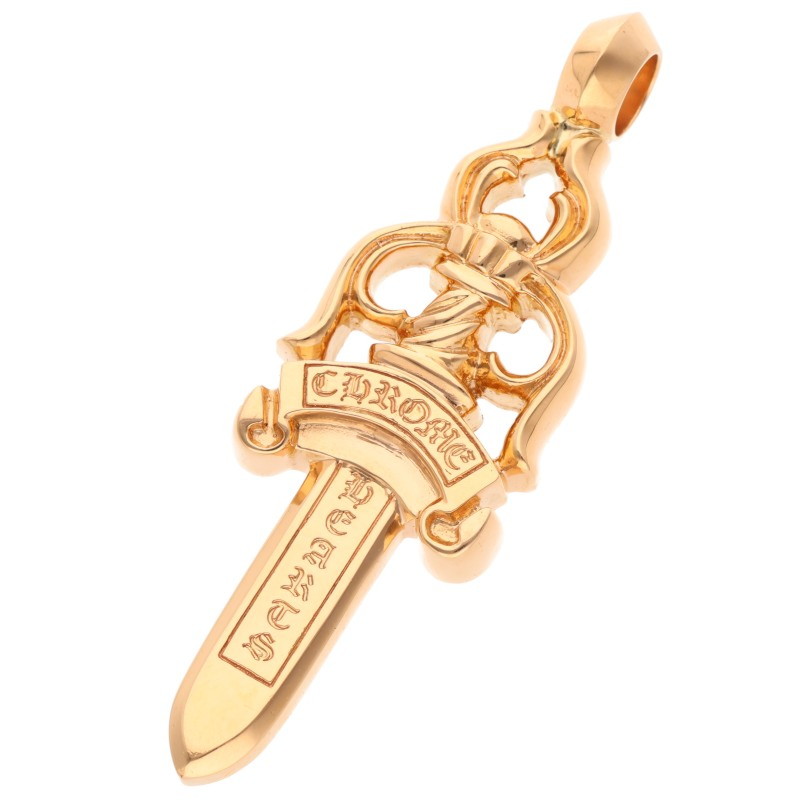 クロムハーツ サイズ:ラージ 22K LARGE DAGGER ラージダガー ペンダント ゴールドネックレストップ 中古 SJ02