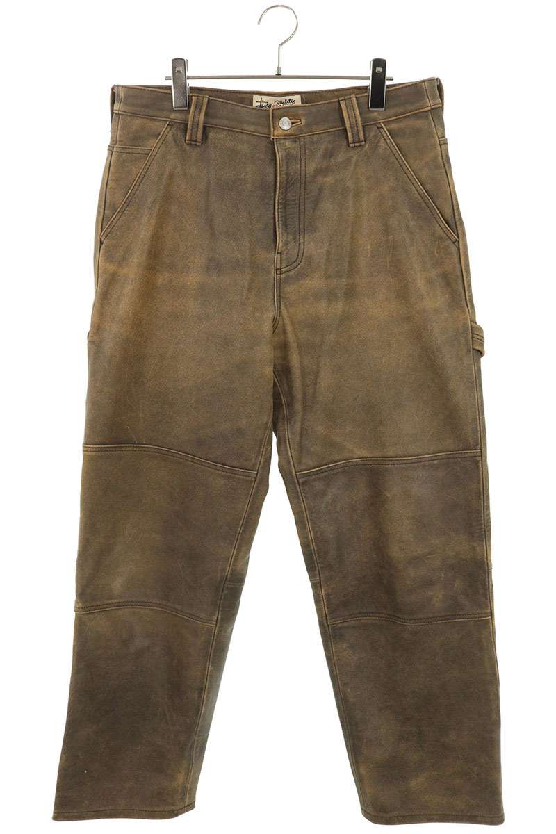 ステューシー サイズ:30インチ 116643 DISTRESSED LEATHER WORK PANT レザーペインターロングパンツ 中古 BS55