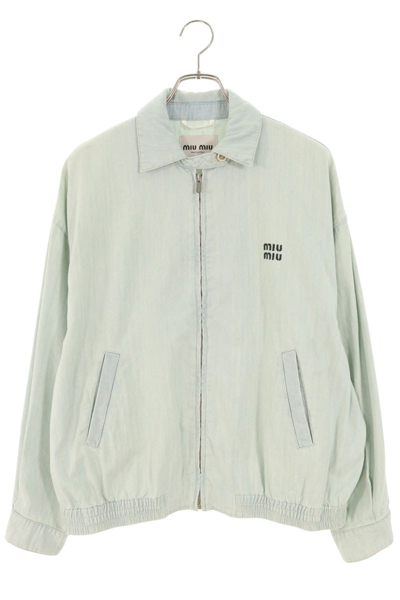 ミュウミュウ サイズ:38 GWB149 フロントロゴコットンウォッシュ加工デニムブルゾン 中古 SB01