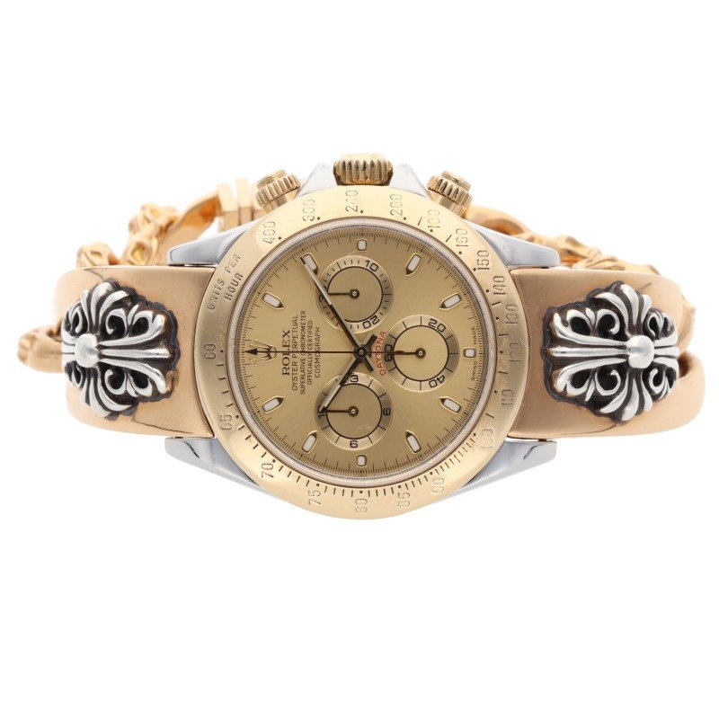 クロムハーツ サイズ:42mm Ref.116523 コスモグラフデイトナ キーパーモチーフコンビファンシーリンクウォッチブレス腕時計 中古 SS07