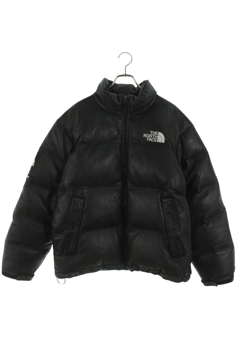 シュプリーム ノースフェイス サイズ:L 17AW Leather Nuptse Jacket オールレザーヌプシダウンジャケット 中古 SB01