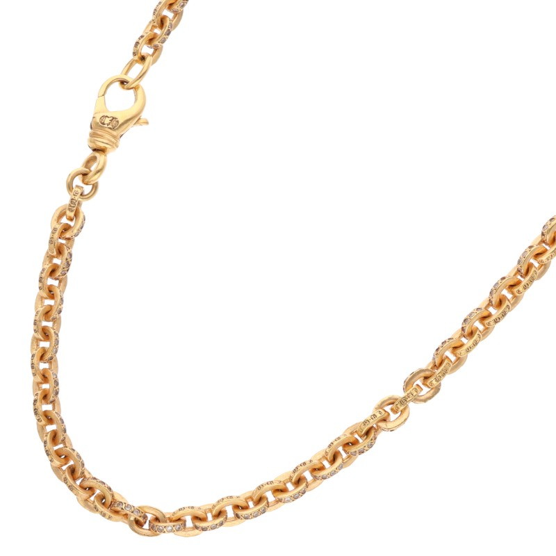 クロムハーツ サイズ:20inch 22K PAPER CHAIN 20 P D ペーパーチェーン20inch PAVEダイヤ ゴールドネックレスネックレス 中古 SJ02
