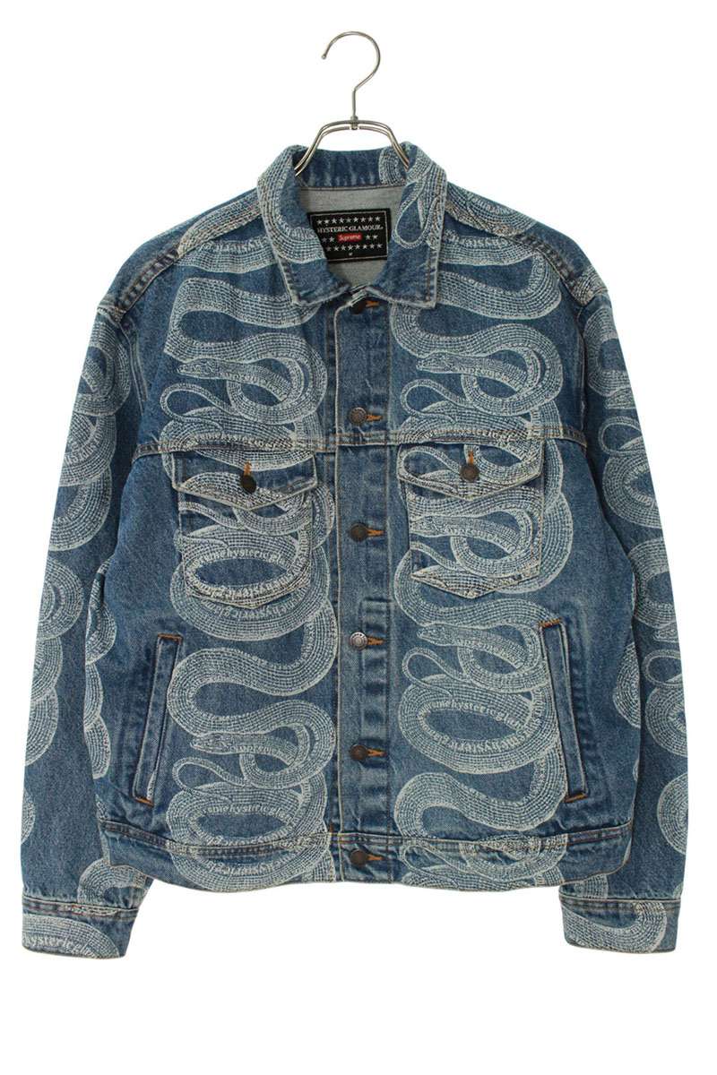 シュプリーム ヒステリックグラマー サイズ:M 21SS Snake Denim Trucker Jacket スネークデニムトラッカーデニムジャケットブルゾン