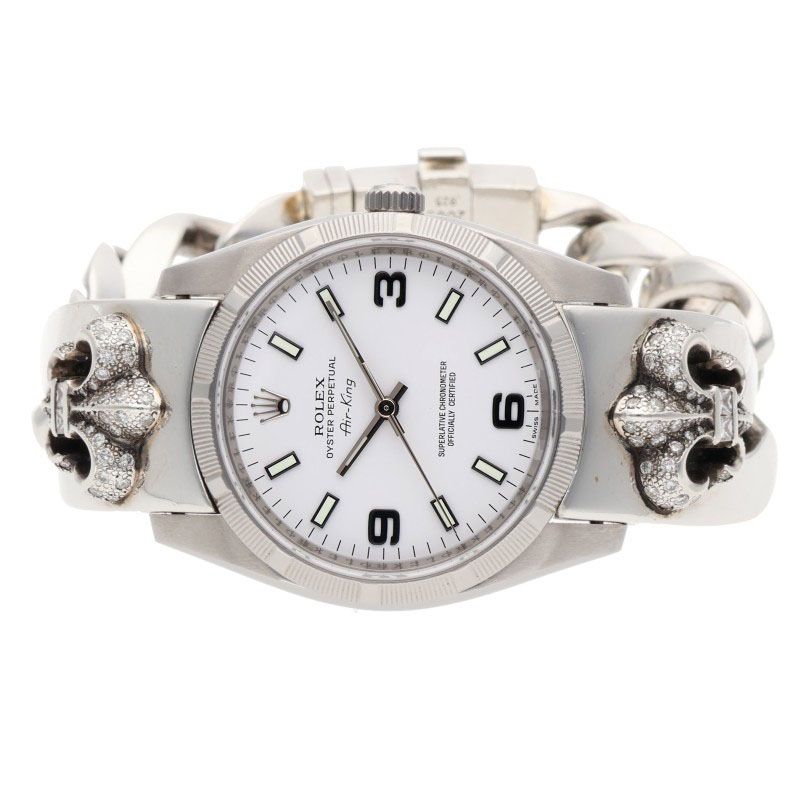 クロムハーツ サイズ:34mm Ref.114210 エアキング PAVEダイヤBSフレアクラッシックリンク腕時計 中古 SS07