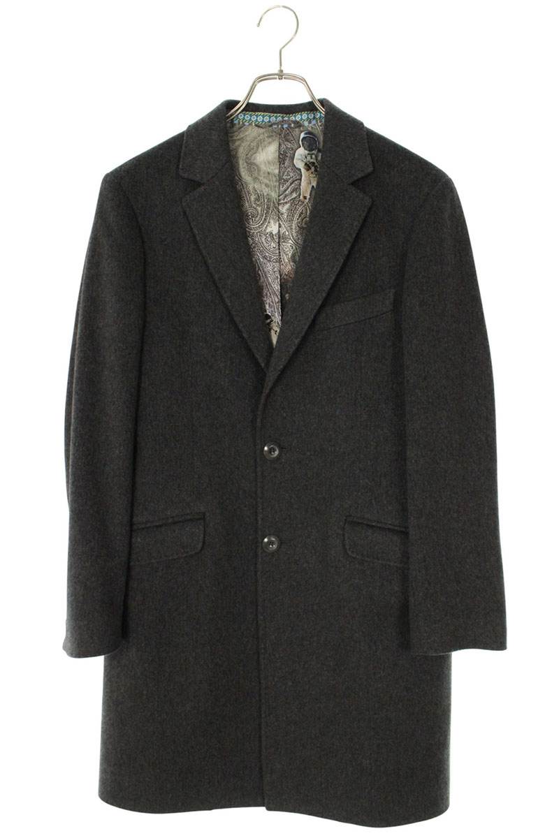 エトロ サイズ:44 172-1185A-8853 裏地宇宙飛行士柄カシミアチェスターコート 中古 BS99