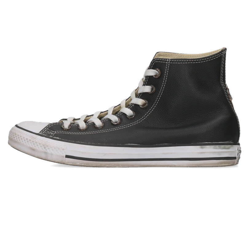 コンバース サイズ:27.5cm CH CONVERSE LEATHER シルバー装飾クロスパッチレザーハイカットスニーカー 中古 FK04