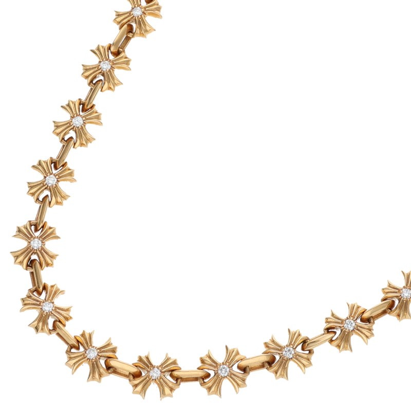 クロムハーツ サイズ:20inch 22K CH X LINK P DMND PAVEダイヤ ゴールドネックレス 中古 SJ02