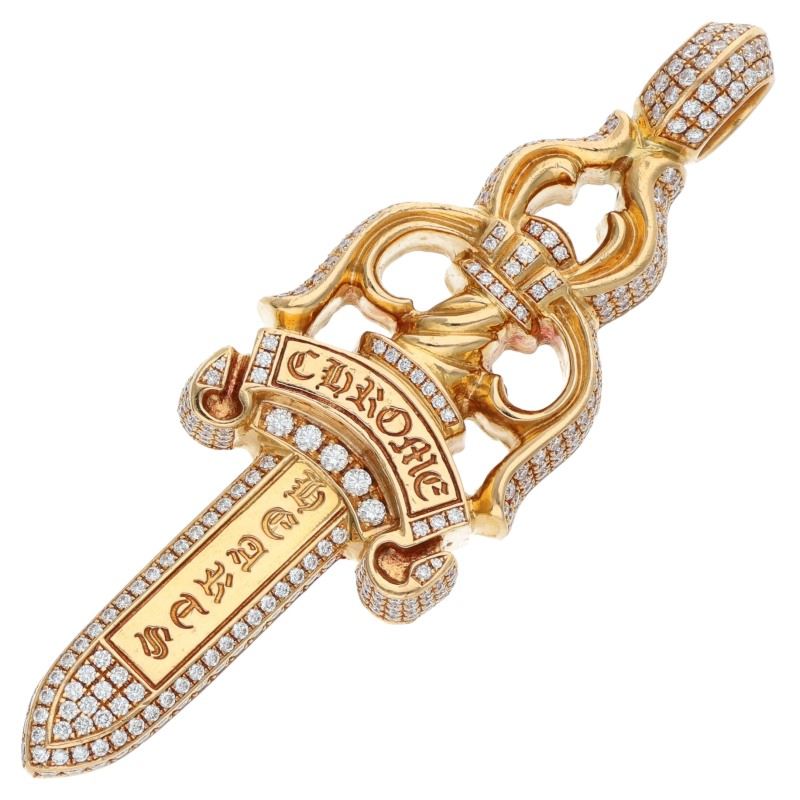 クロムハーツ 22K LARGE DAGGER P D ラージダガー PAVEダイヤ ゴールドネックレスネックレストップ 中古 SJ02