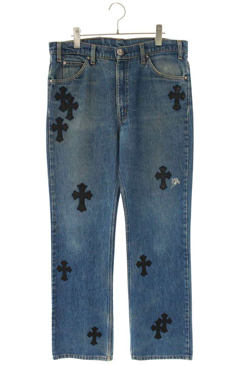 クロムハーツ リーバイス サイズ:34インチ U VNTG JEAN BLU ORNG TAB 517 クロスパッチ付きウォッシュド517デニムパンツ 中古 SJ02