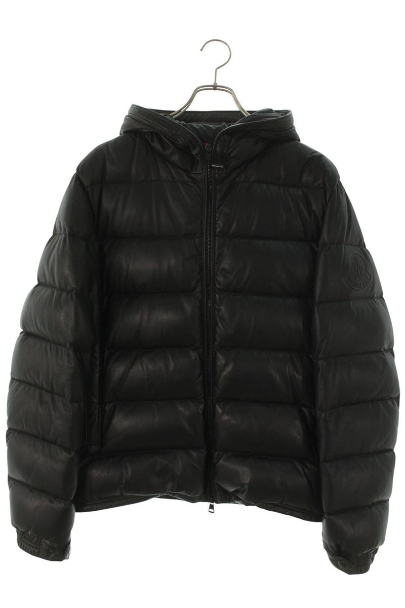モンクレール サイズ:4 GEBROULAZ ゲブロウラズ ワッペン付きレザーダウンジャケット 中古 OM10