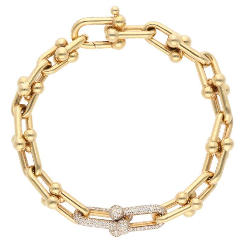 ティファニー HardWear ハードウェア K18YGダイヤミディアムリンクブレスレット 中古 GZ14