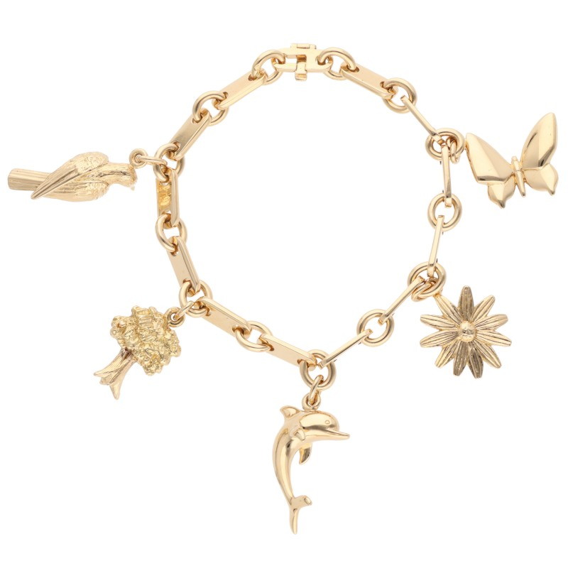 エルメス K18YGチャーム付きプレートチェーンブレスレット 中古 SB01