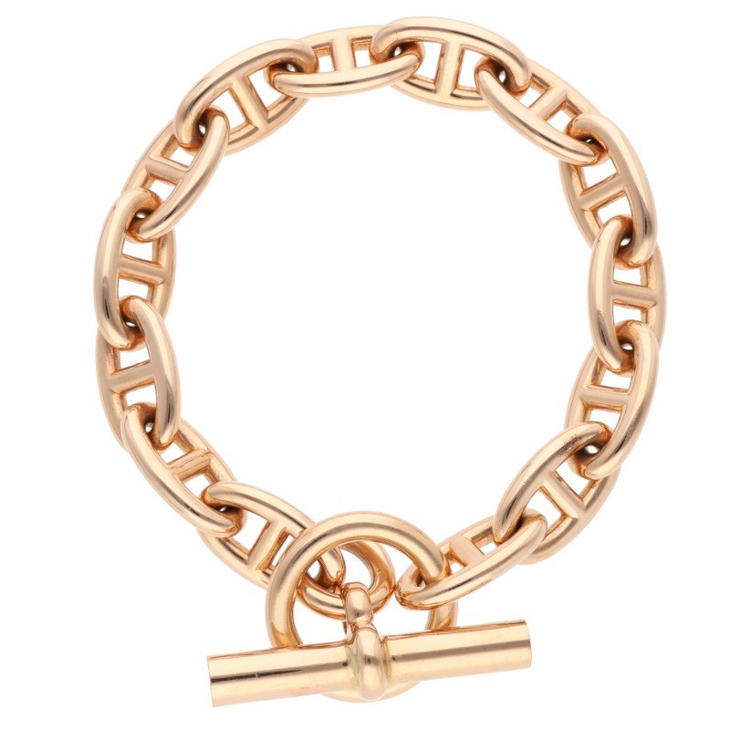 エルメス サイズ:14LINK Chaine d'Ancre GM K18PGシェーヌダンクルブレスレット 中古 OS06