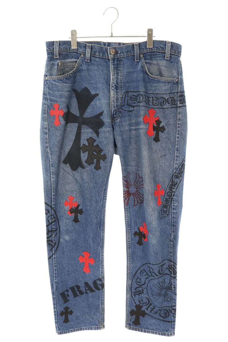 クロムハーツ リーバイス サイズ:36インチ STENCIL DENIM ステンシル ペイントデザインクロスパッチ付きデニムパンツ 中古 OK15