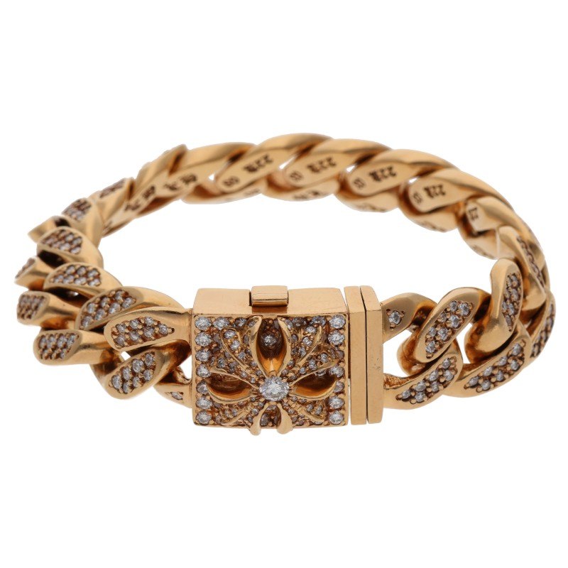 クロムハーツ サイズ:15LINK 22K 22K BOX ID SML PAVEダイヤ ゴールドブレスレットブレスレット 中古 SJ02