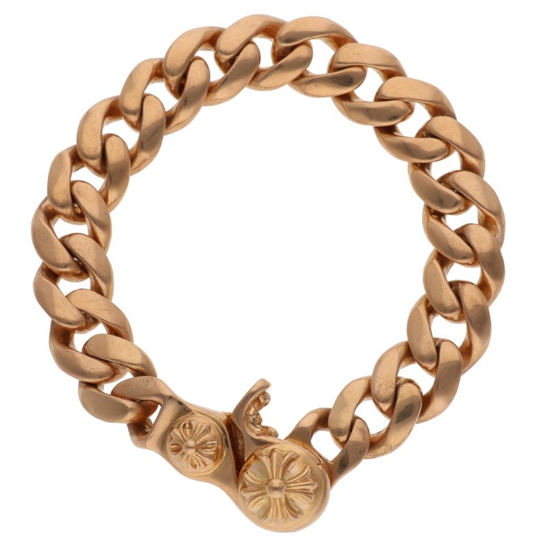 クロムハーツ サイズ:18LINK 22K SMALL CLSC CHN LNK スモールクラシックリンククリップ ゴールドブレスレット 中古 GZ11