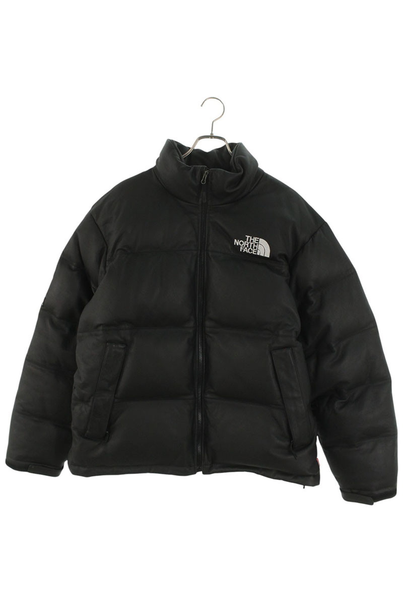シュプリーム ノースフェイス サイズ:L 17AW Leather Nuptse Jacket オールレザーヌプシダウンジャケット 中古 OM10
