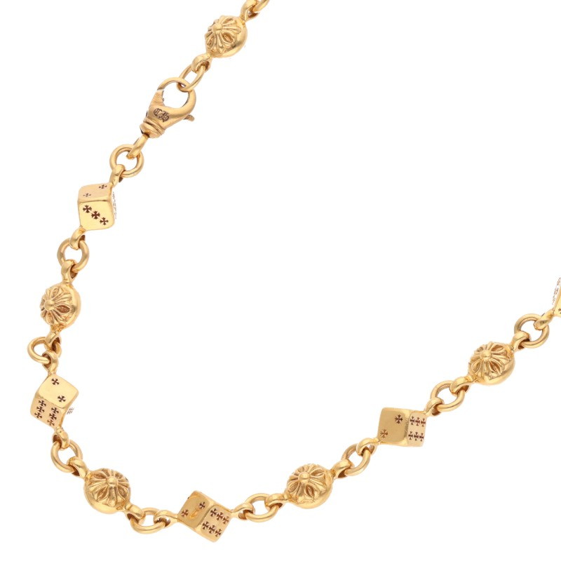 クロムハーツ サイズ:24インチ 22K DICE NO1 CRSBL 24 ダイスクロスボール ゴールドネックレス 中古 SJ02