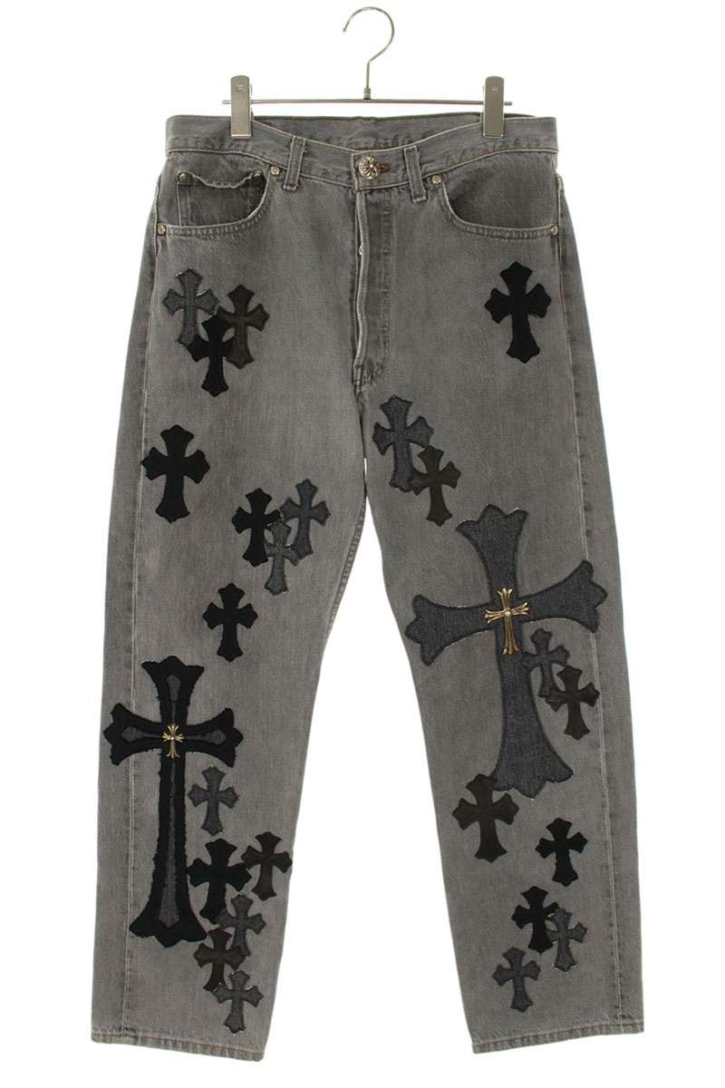 クロムハーツ サイズ:30インチ ラージChクロス装飾デニムパンツ 中古 SJ02