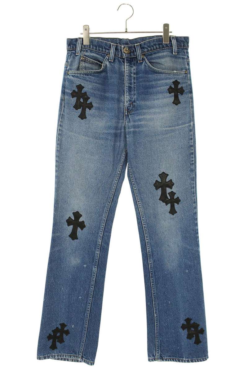 クロムハーツ リーバイス サイズ:31インチ U VNTG JEAN BLU RED TAB クロスパッチ付きウォッシュドデニムパンツ 中古 SJ02