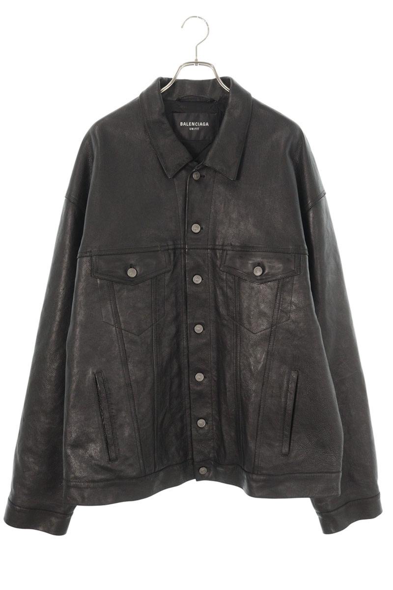 バレンシアガ サイズ:S 697776 TMS03 ボクシー トラッカーレザージャケット 中古 SB01