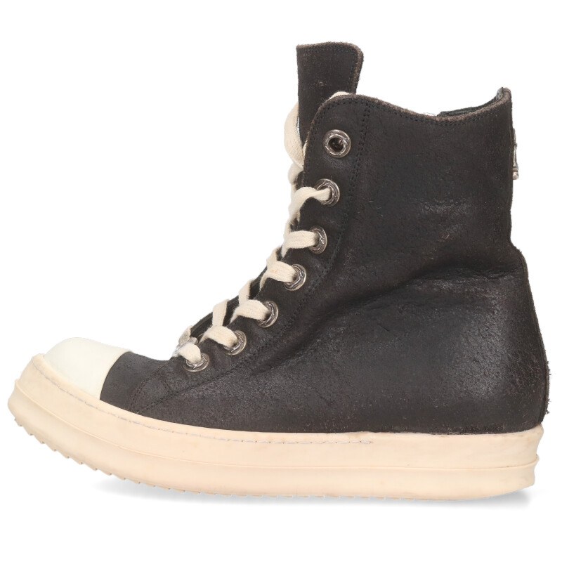 クロムハーツ リックオウエンス サイズ:37 RAMONES ラモーンズ シルバー装飾レザーハイカットスニーカー 中古 SJ02