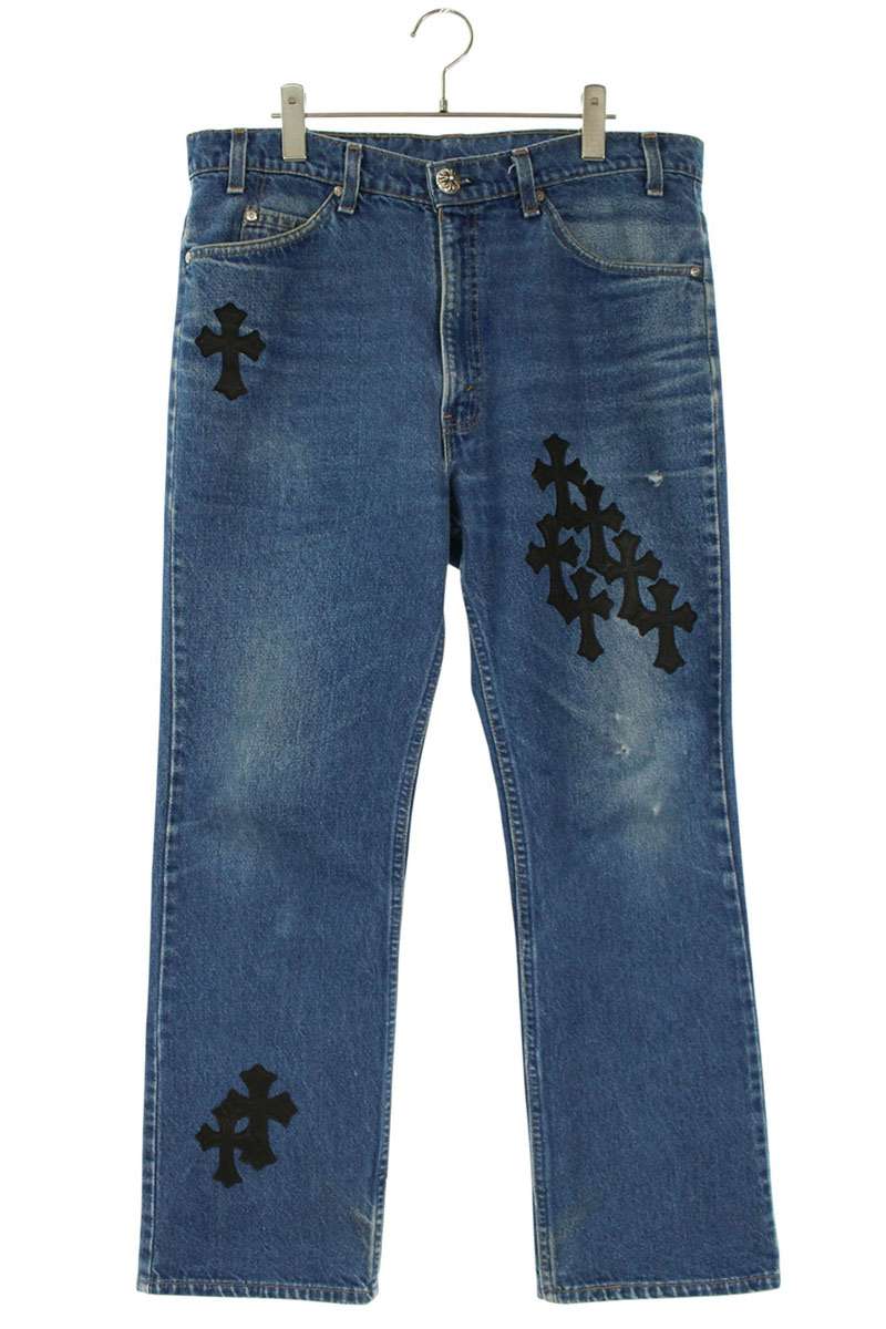 クロムハーツ リーバイス サイズ:33インチ U VNTG JEAN BLU ORNG TAB 517 クロスパッチ付きウォッシュド517デニムパンツ 中古 SS07