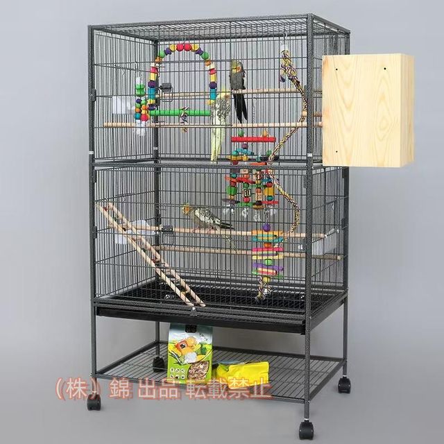 超大型鳥かご：鳥かごの内部空間は非常に大きく、中小型のオウムをたくさん育てることができ、鳥は飛び跳ねたり飛んだりすることができ、オウムの体色と健康を良好に保つことができます。 ユニバーサルホイールで、