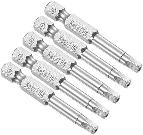 マグネット付きペンタゴンビット H4ヘッド 1/4 六角シャンク 2 長さ S2スチール製5ポイント防盗ドライバービット - 5個セット