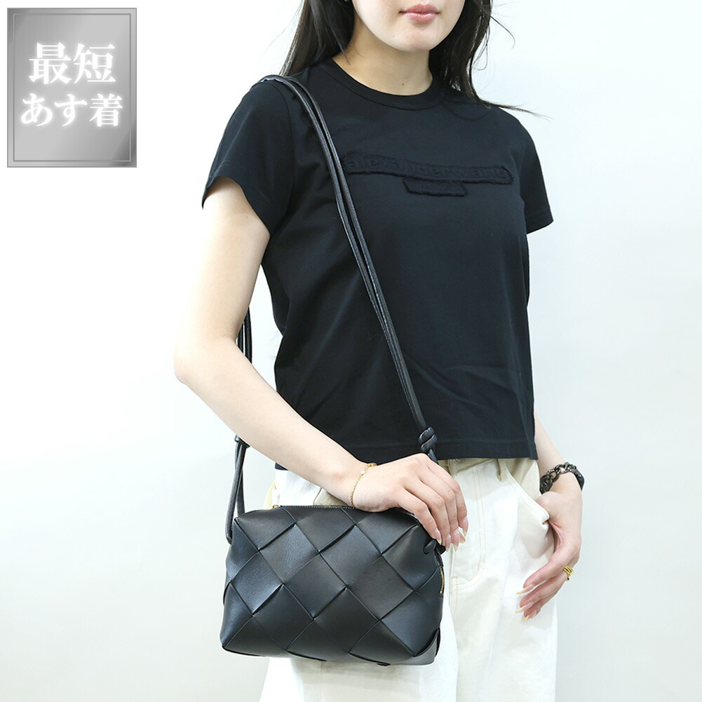 【クーポン5%OFF】ボッテガヴェネタ／BOTTEGA VENETA スモール カセット カメラバッグイントレチャート 斜め掛けショルダーバッグ・クロ