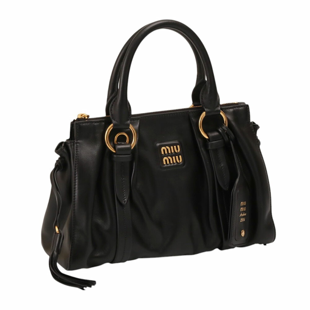 ミュウミュウ／MIUMIU ジョワ ナッパレザー バッグ 2WAYハンド＆ショルダーバッグ(ブラック) 5BB166 NAPPA (2CSW V-OOO) NERO