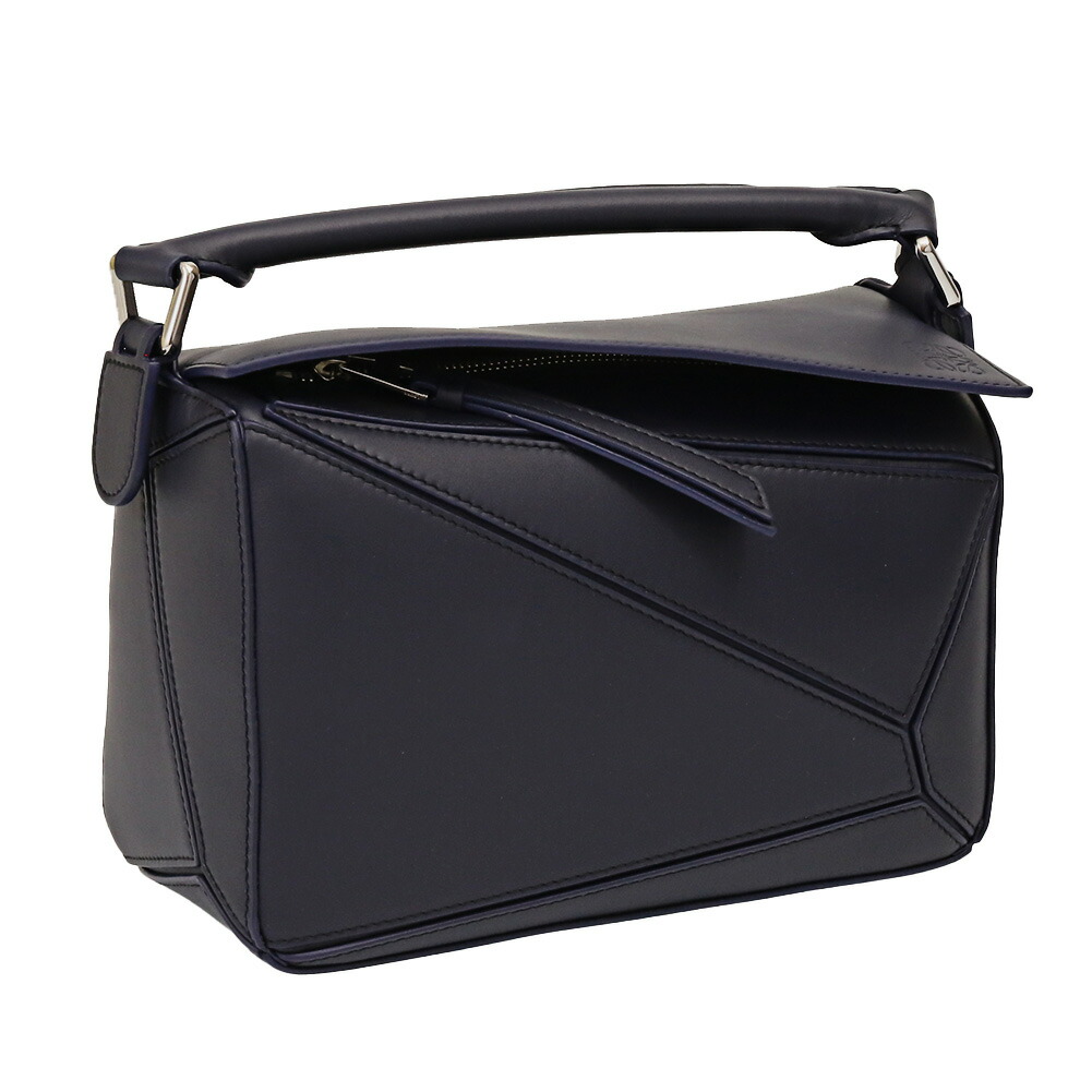 ロエベ／LOEWE PUZZLEBAG SMALL・パズルバッグ スモール (サテンカーフ)"2WAY・ハンド & ショルダーバッグ(アビスブルー) A510S21XAC 446