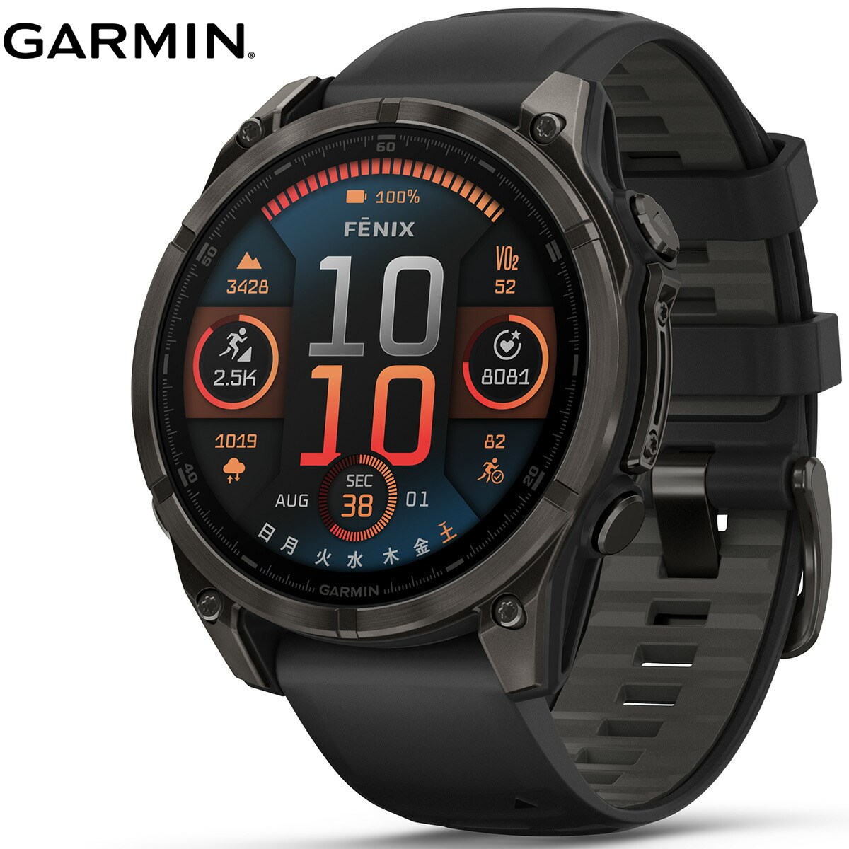 ガーミン GARMIN fenix 8 AMOLED 47mm フェニックス8 アモレッド 47ミリ GPS スマートウォッチ 腕時計 010-02904-27 Ti Carbon Gray DLC / Black