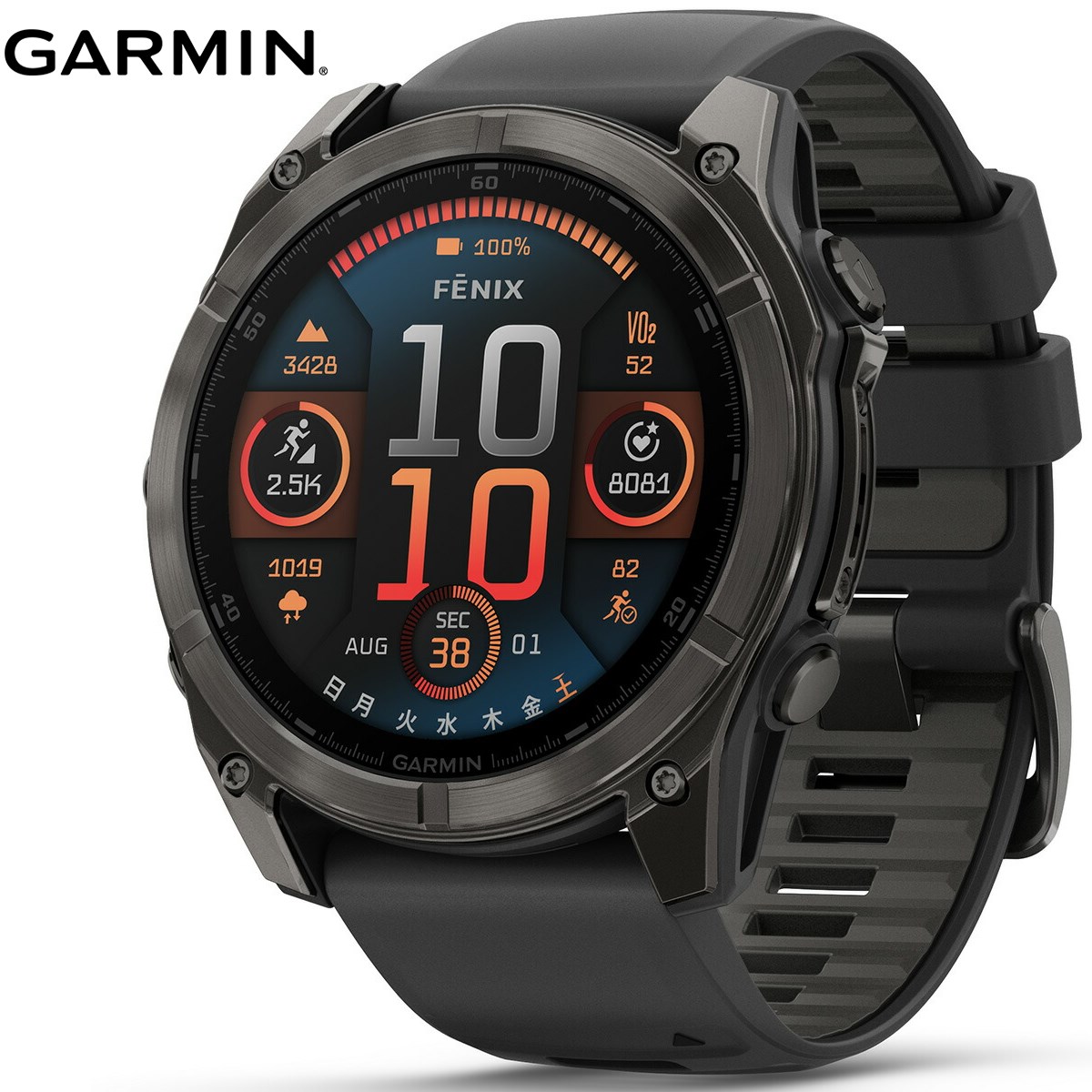 ガーミン GARMIN fenix 8 AMOLED 51mm フェニックス8 アモレッド 51ミリ GPS スマートウォッチ 腕時計 010-02905-62 Ti Carbon Gray DLC / Black