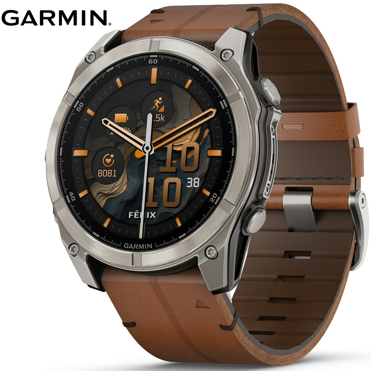 ガーミン GARMIN fenix 8 AMOLED 51mm フェニックス8 アモレッド 51ミリ GPS スマートウォッチ 腕時計 010-02905-81 Ti / Leather Band