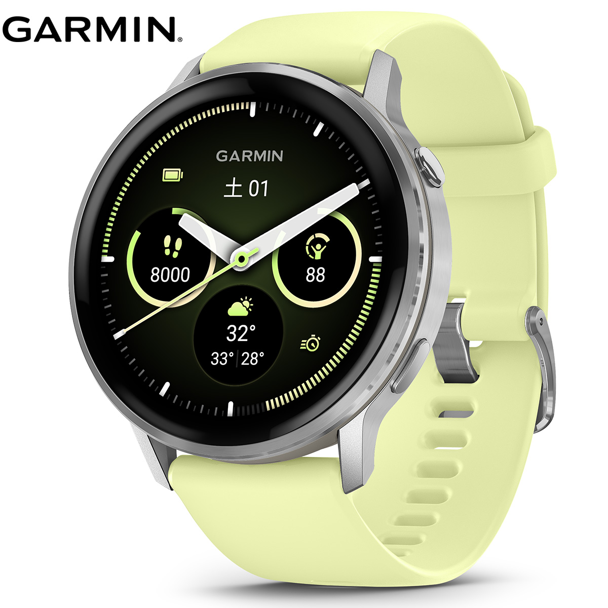 ガーミン GARMIN Venu 4 45mm ヴェニュー4 45mm フィットネス GPS スマートウォッチ 腕時計 メンズ レディース 010-03014-32 Silver/Citron【2025 新作】