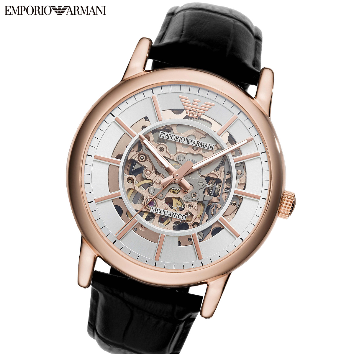 エンポリオアルマーニ EMPORIO ARMANI 腕時計 メンズ 自動巻き レザーウォッチ AR60007