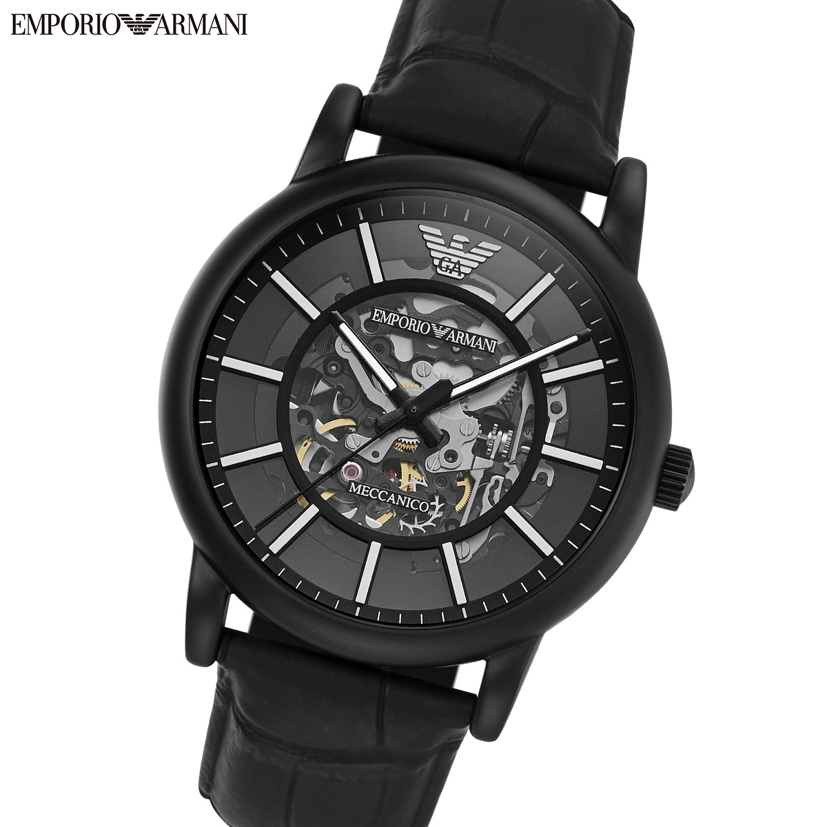 エンポリオアルマーニ EMPORIO ARMANI 腕時計 メンズ 自動巻き レザーウォッチ AR60008