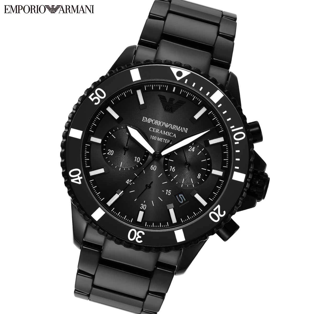 エンポリオアルマーニ EMPORIO ARMANI 腕時計 メンズ クロノグラフ ブラックセラミックウォッチ AR70010