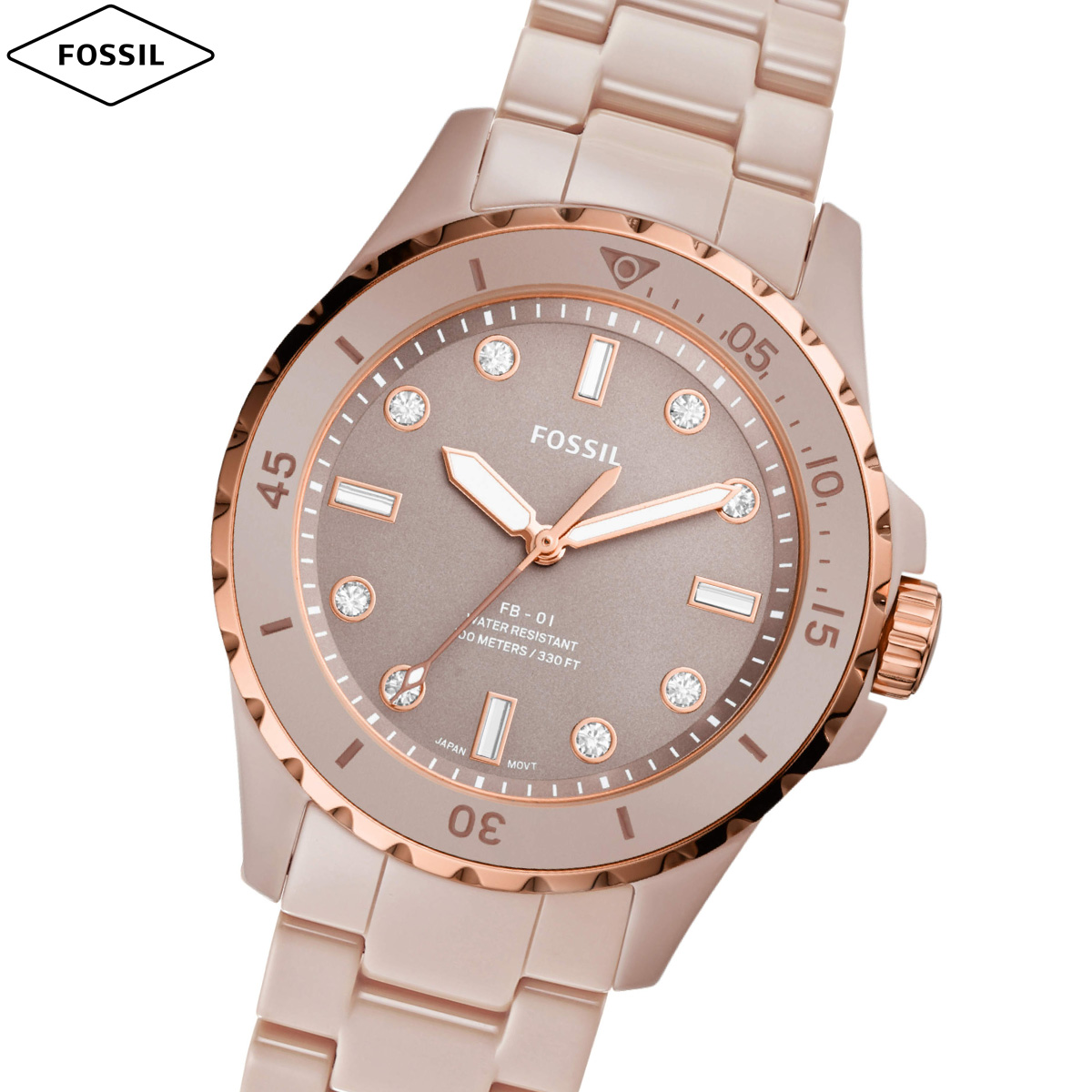 フォッシル FOSSIL 腕時計 レディース FB-01 三針 キャラメル セラミックウォッチ CE1111