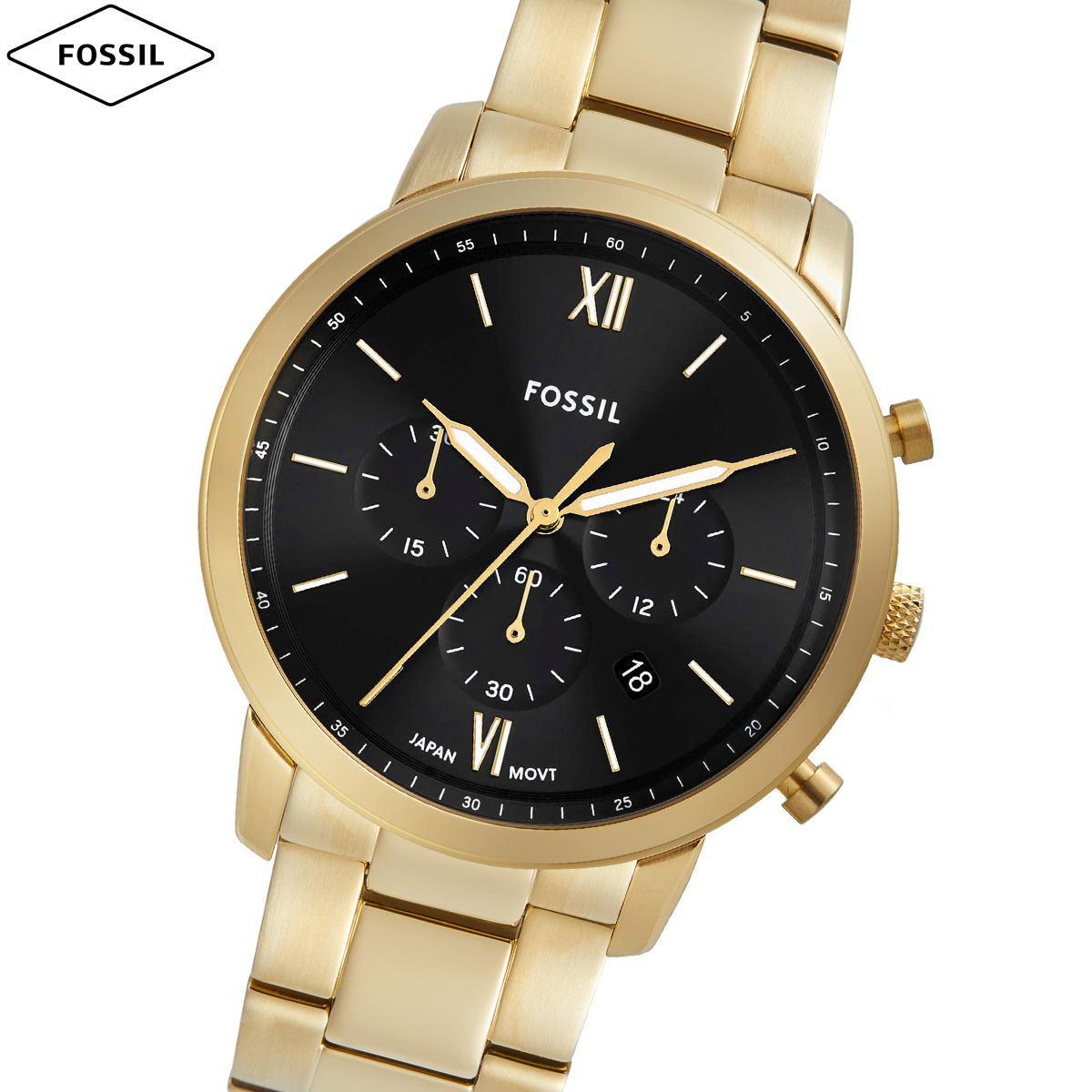 フォッシル FOSSIL 腕時計 メンズ NEUTRA クロノグラフ ゴールドトーン ステンレススチールウォッチ FS6093