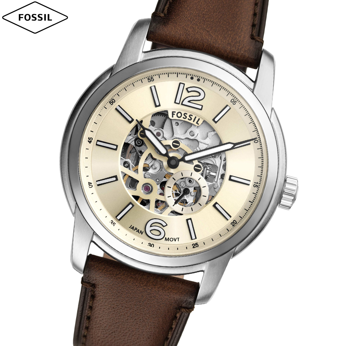 フォッシル FOSSIL 腕時計 メンズ 自動巻き FOSSIL HERITAGE オートマティック ブラウン レザーウォッチ ME3264