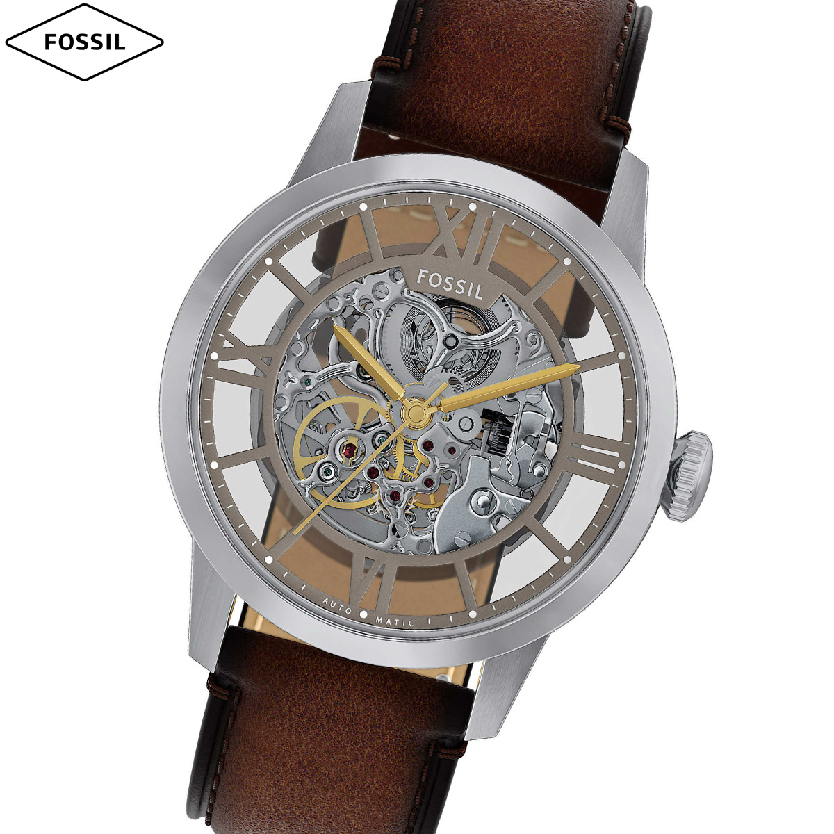 フォッシル FOSSIL 腕時計 自動巻き メンズ TOWNSMAN オートマティック ブラウン レザーウォッチ ME3270
