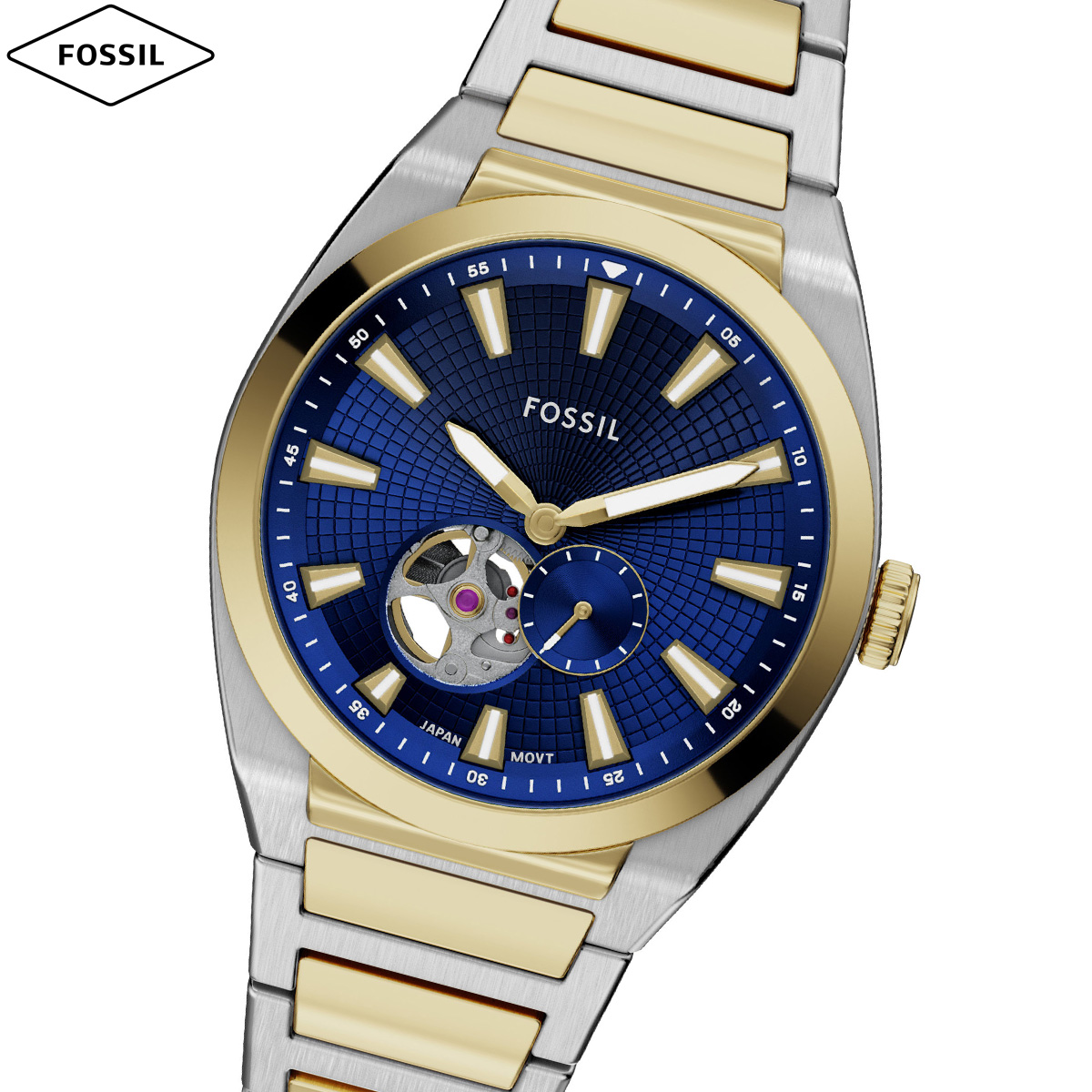 フォッシル FOSSIL 腕時計 自動巻き メンズ EVERETT オートマティック ツートーン ステンレススチールウォッチ ME3275