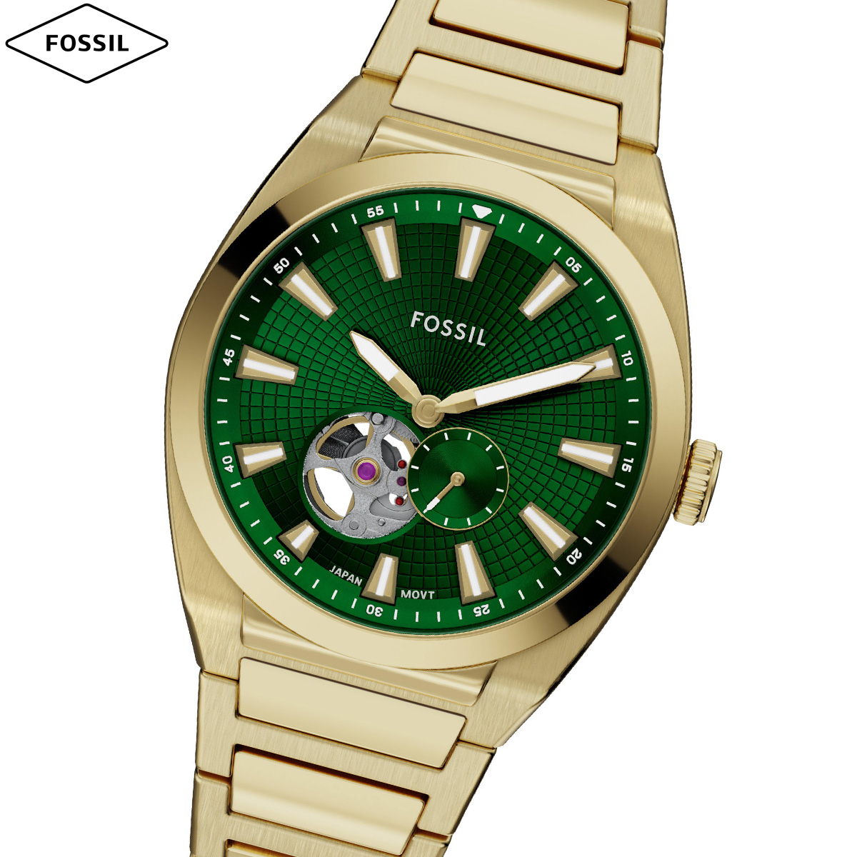 フォッシル FOSSIL 腕時計 自動巻き メンズ EVERETT オートマティック ゴールドトーン ステンレススチールウォッチ ME3276