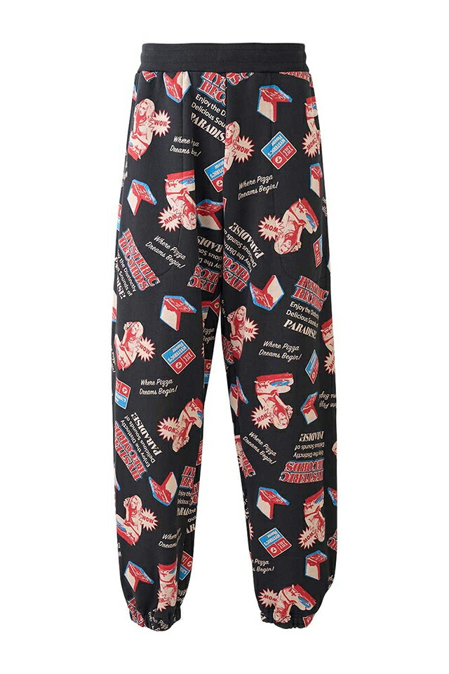 HYSTERIC GLAMOUR ヒステリックグラマー 02261CP02 HYSTERIC RECORDS柄 スウェットパンツ BLACK 正規通販 メンズ
