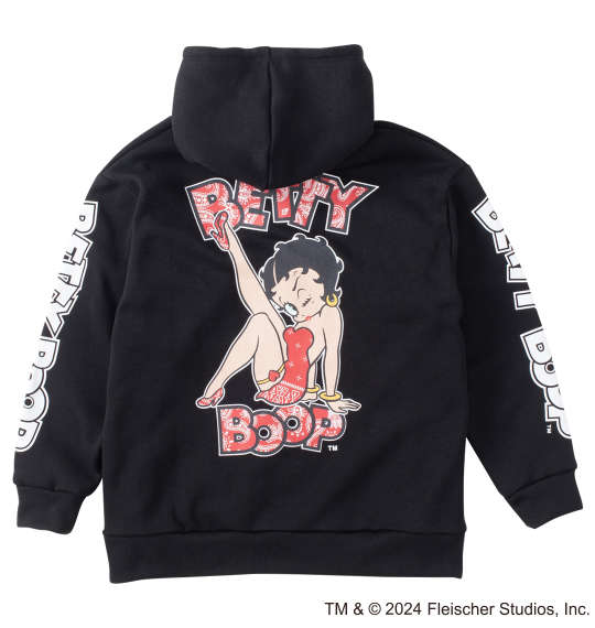 大きいサイズ メンズ BETTY BOOP ニット フリース プリント フルジップ パーカー ブラック 1278-4631-2 3L 4L 5L 6L■カタログコード 1012784631-2■コメン